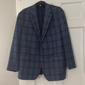 Jack Victor wool silk and linen Navy Checkered Blazer. 46R. Perfect condition